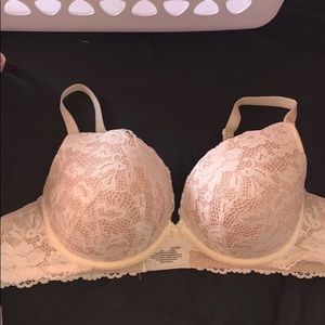 Cream and white bra